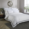 White 800 Thread Count Square Pillowcase Pair with Black Triple Row Cord Embroidery