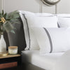 White 800 Thread Count Square Pillowcase Pair with Black Triple Row Cord Embroidery