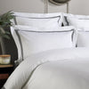 White 800 Thread Count Square Pillowcase Pair with Black Triple Row Cord Embroidery