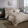 Flax 800 Thread Count Oxford Pillowcase Pair with White Triple Row Cord Embroidery