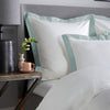 White 800 Thread Count Square Pillowcase with Duck Egg Wide Border x1