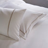 White Austell 800 Thread Count Standard Pillowcase Pair with Grey Double Cord Embroidery