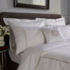 White Austell 800 Thread Count Standard Pillowcase Pair with Grey Double Cord Embroidery