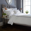 White Austell 800 Thread Count Duvet Cover with Navy Double Cord Embroidery