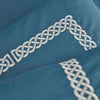 Midnight Teal 400 Thread Count Duvet Set with White Celtic Knot Embroidery