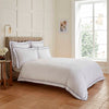 White 400 Thread Count Duvet Set with Navy Double Tape Edge