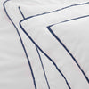 White 400 Thread Count Duvet Set with Navy Double Tape Edge