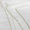 White 400 Thread Count Duvet Set with Sage Green Double Tape Edge