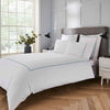 White 400 Thread Count Duvet Set with Green Triple Row Cord Embroidery