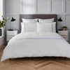 White 400 Thread Count Duvet Set with Green Triple Row Cord Embroidery