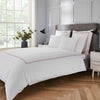 White 400 Thread Count Duvet Set with Latte Triple Row Cord Embroidery