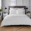 White 400 Thread Count Duvet Set with Latte Triple Row Cord Embroidery