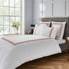 White 400 Thread Count Duvet Set with Mocha Double Applique Band