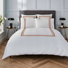 White 400 Thread Count Duvet Set with Mocha Double Applique Band