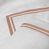 White 400 Thread Count Duvet Set with Mocha Double Applique Band
