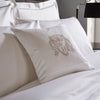White Austell 800 Thread Count Square Boudoir Cushion Cover with Grey Embroidery