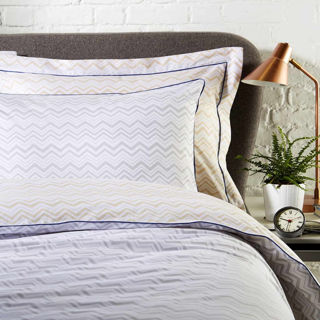 Home Modern Design Harmony Contrast Piping Duvet Set Grey & Sand