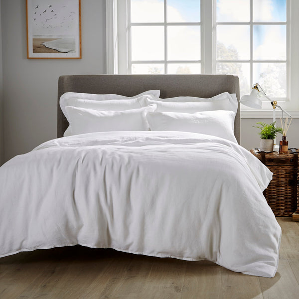 White Private Collection Soft & Durable Linen Duvet Cover