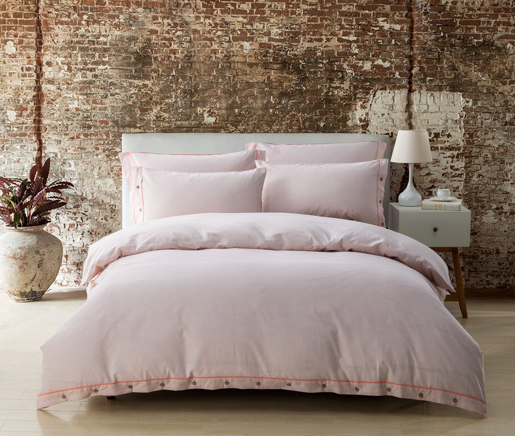 Yard Dye Woven Chambray Stripe Duvet Set - Superking