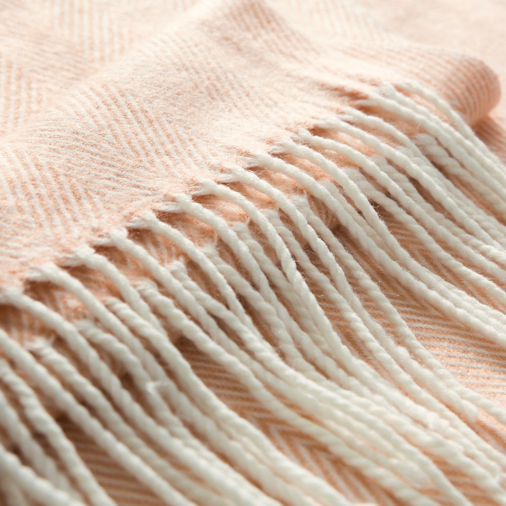 Peach Pink Woven Herringbone Patterned Throw | Bed & Bath Emporium ...