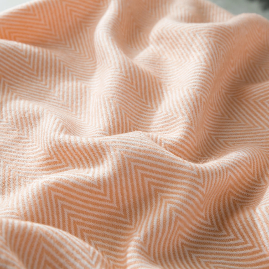 Peach Pink Woven Herringbone Patterned Throw | Bed & Bath Emporium ...