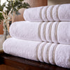 White Classically Elegant Towel with Grey Four Row Cord