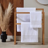 White Classically Elegant Towel with Grey Four Row Cord